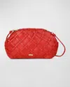 Rafe Aya Frame Woven Leather Clutch Bag In Cherry