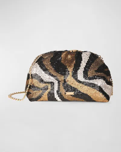 Rafe Aya Sequined Frame Clutch In Black/ Gold Multi