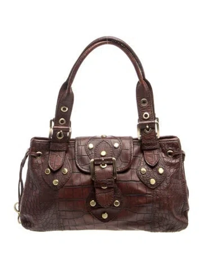 Pre-owned Rafe Embossed Leather Shoulder Bag In Brown