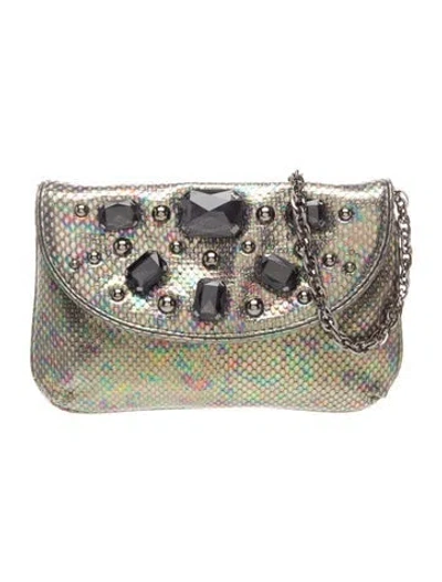 Pre-owned Rafe Embossed Leather Shoulder Bag In Silver