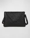 Rafe Jamie Envelope Woven Leather Clutch Bag In Black