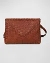 Rafe Jamie Envelope Woven Leather Clutch Bag In Cognac