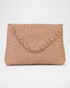 Rafe Jamie Envelope Woven Leather Clutch Bag In Light Brown