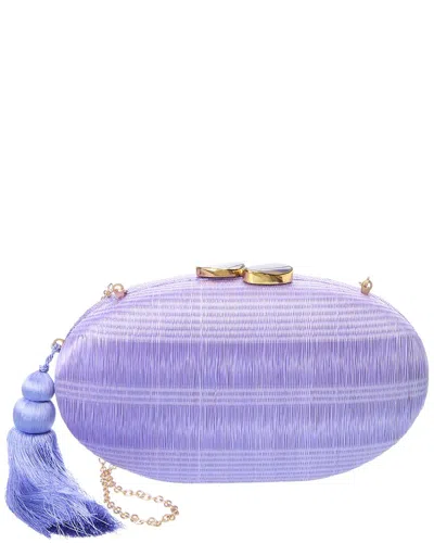 Rafe Joanna Straw Clutch In Purple