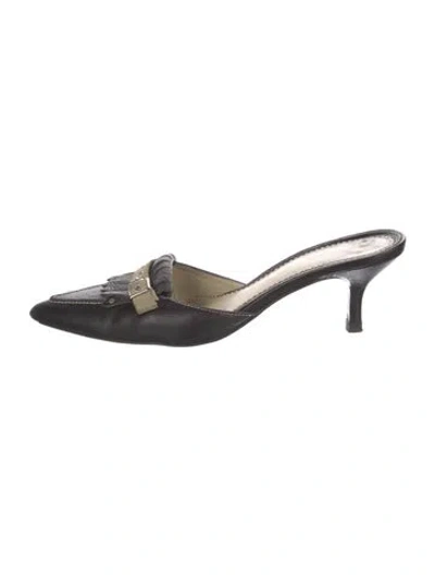 Pre-owned Rafe Leather Colorblock Pattern Mules In Black