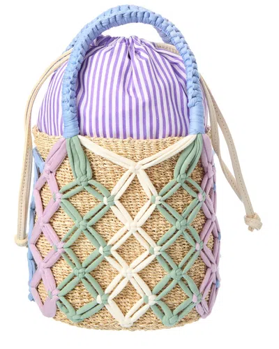 Rafe Rafé Michelle Straw Bucket Tote In Purple