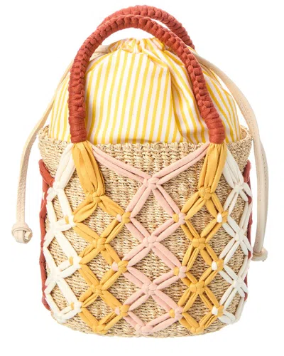 Rafe Michelle Straw Bucket Tote In Yellow