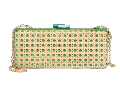 Rafé New York Rafe New York Alessandra Rattan Long Clutch In Green