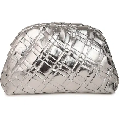 Rafé New York Rafe New York Aya Woven Leather Frame Clutch In Silver