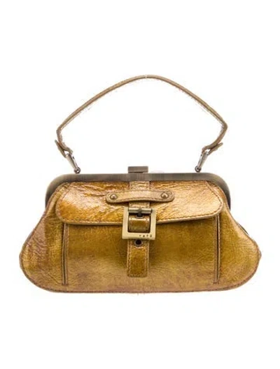 Pre-owned Rafe Patent Leather Top Handle Bag In Gold