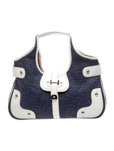 Pre-owned Rafe Raffia Tote In Blue