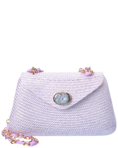Rafe Rocio Straw Shoulder Bag In Purple