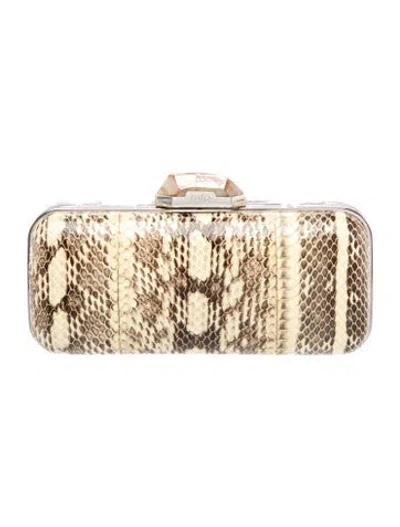 Pre-owned Rafe Snakeskin Minaudière In Neutral