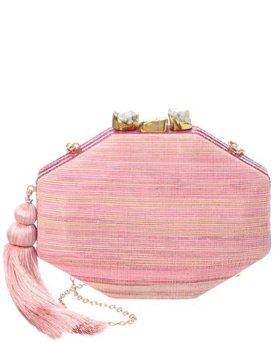 Rafe Sofia Straw Clutch In Pink