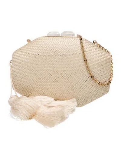 Pre-owned Rafe Straw Minaudière In Neutral