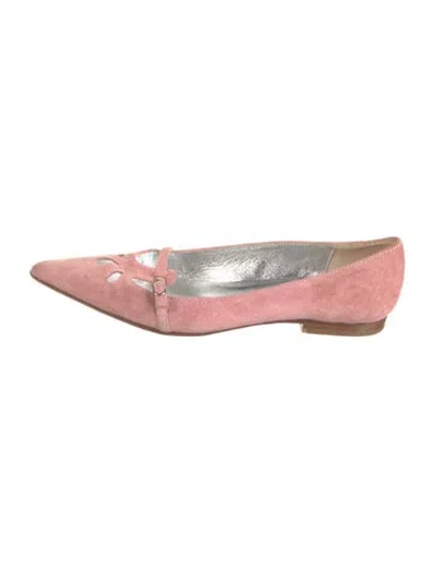 Pre-owned Rafe Suede Lace Pattern Ballet Flats In Black