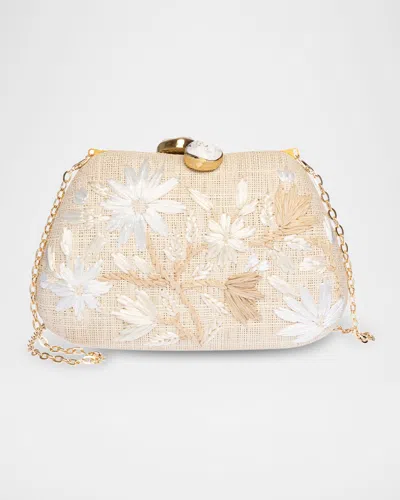Rafe Tamu Flower Raffia Clutch Bag