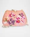 Rafe Tamu Flower Raffia Clutch Bag In Pink