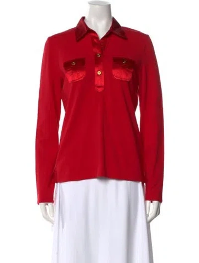 Pre-owned Raffaella Long Sleeve Polo In Red