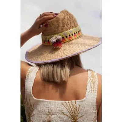 Raffaello Bettini Straw Hat With Embroidered Band In Neutral