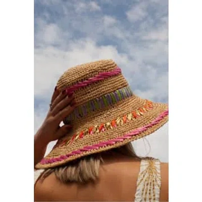 Raffaello Bettini Straw Hat With Raffia Embroidery In Brown