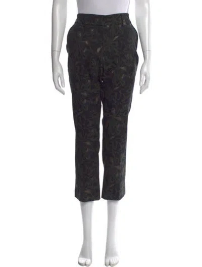 Pre-owned Raffaello Rossi Floral Print Straight Leg Pants In Black