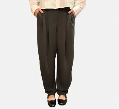 Raffaello Rossi Pleated Trouser With Ankle Tab In Midnight Grey In Gray