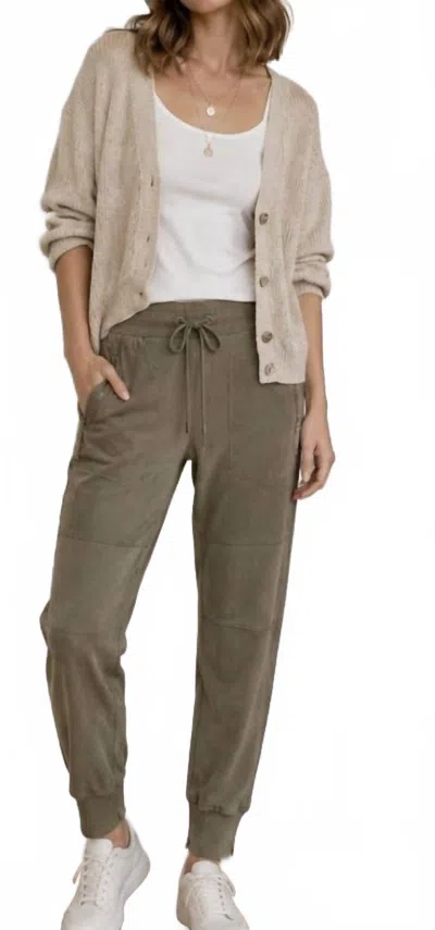 Raffaello Rossi Pre-loved Women's Candace Vegan Suede Jogger Pant In Olive In Neutral