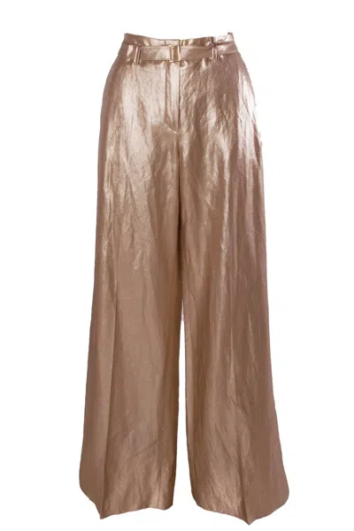 Raffaello Rossi Women's Anais Foiled Linen Pants In Gold