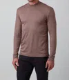 Raffi Aqua Cotton Mock Neck Top In Bark In Brown