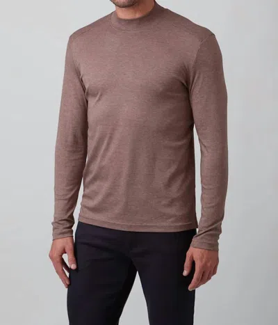 Raffi Aqua Cotton Mock Neck Top In Bark In Brown
