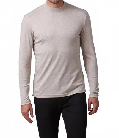 Raffi Aqua Cotton Mock Neck Top In Oat In Gray