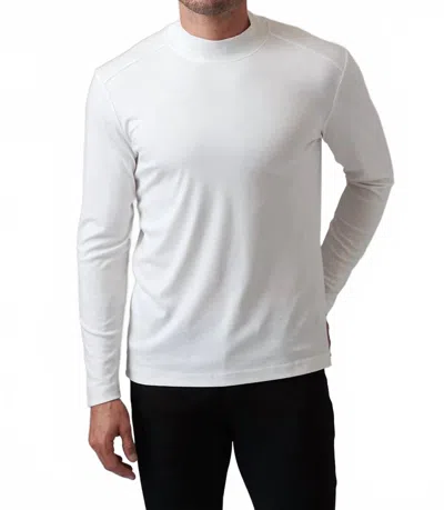 Raffi Aqua Cotton Mock Neck Top In White