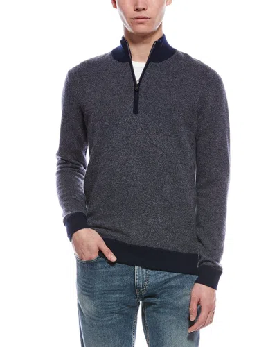 Raffi Birdseye 1/4-zip Cashmere Mock Neck Sweater In Blue