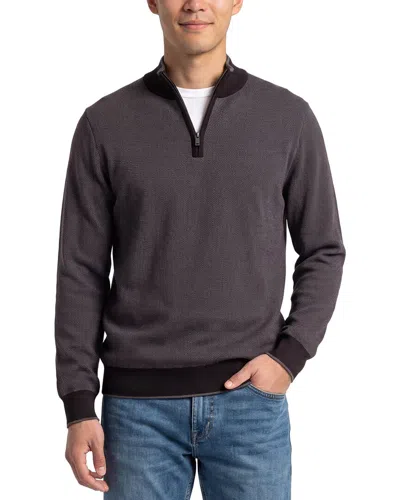 Raffi Birdseye 1/4-zip Mock Neck Sweater In Purple