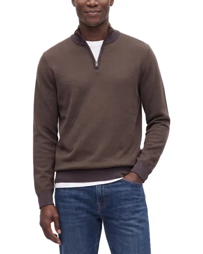 Raffi Birdseye 1/4-zip Mock Neck Sweater In Black