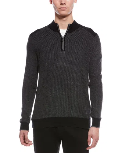 Raffi Birdseye Cashmere-blend 1/4-zip Sweater In Black