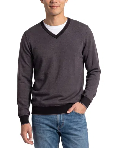 Raffi Birdseye V-neck Sweater In Black