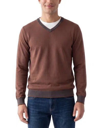 Raffi Birdseye V-neck Sweater In Brown
