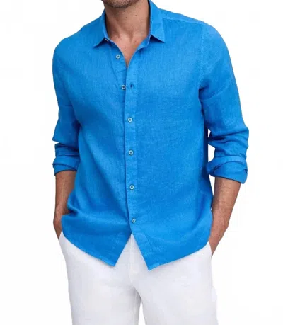 Raffi Brayden Long Sleeve Linen Shirt In Blue