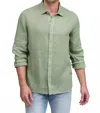 Raffi Brayden Long Sleeve Linen Shirt In Olive In Green