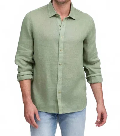 Raffi Brayden Long Sleeve Linen Shirt In Olive In Green