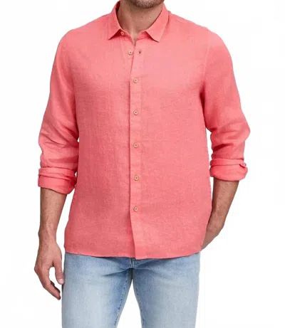 RAFFI BRAYDEN LONG SLEEVE LINEN SHIRT IN RED