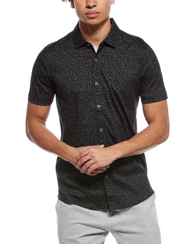 Raffi Brushed Dot Button Shirt In Black