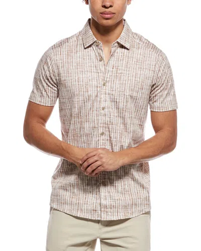 Raffi Brushed Gingham Button Shirt In Neutral