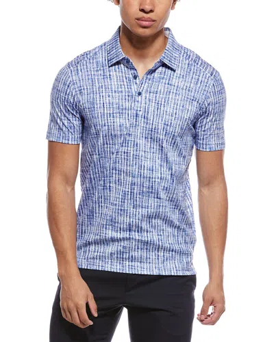Raffi Brushed Gingham Polo Shirt In Blue