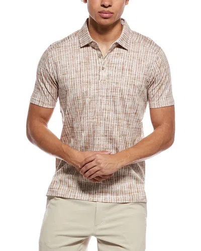 Raffi Brushed Gingham Polo Shirt In Brown
