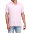 Raffi Bryce Short Sleeve Linen Shirt In Pink In Pink