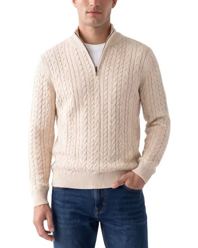 Raffi Cable 1/4-zip Mock Neck Sweater In Animal Print