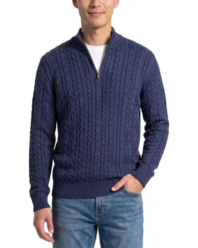 Raffi Cable 1/4-zip Mock Neck Sweater In Black
